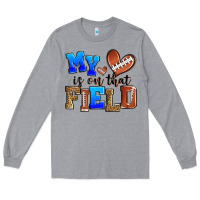 Heather Grey my heart is on that field american football Long Sleeve Tee - Zillion Design Studio