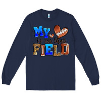 Navy my heart is on that field american football Long Sleeve Tee - Zillion Design Studio