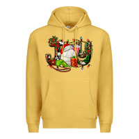 Antique Gold joy with volleyball and santa's hat Premium Hoodie - AdoDesignShop