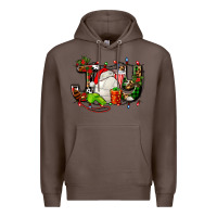 Coffee joy with volleyball and santa's hat Premium Hoodie - AdoDesignShop