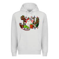 Dove Grey joy with volleyball and santa's hat Premium Hoodie - AdoDesignShop