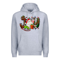 Heather Grey joy with volleyball and santa's hat Premium Hoodie - AdoDesignShop