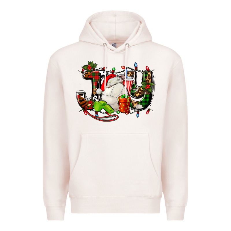 Joy With Volleyball And Santa's Hat Premium Hoodie by AdoDesignShop | Teevron