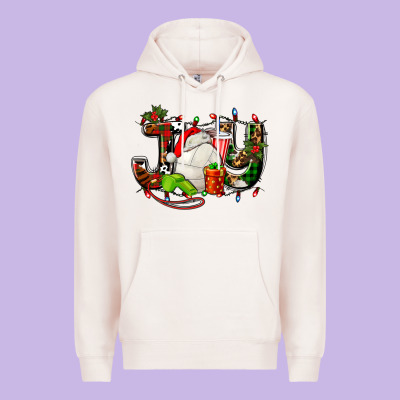 Joy With Volleyball And Santa's Hat Premium Hoodie Designed By Adodesignshop