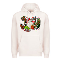 Pale Pink joy with volleyball and santa's hat Premium Hoodie - AdoDesignShop