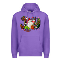 Purple joy with volleyball and santa's hat Premium Hoodie - AdoDesignShop