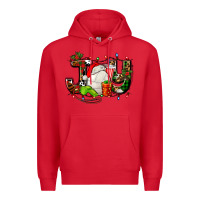 Red joy with volleyball and santa's hat Premium Hoodie - AdoDesignShop