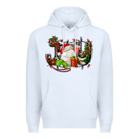 White joy with volleyball and santa's hat Premium Hoodie - AdoDesignShop