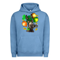 Pigment Pebble Blue St. Patricks Clovers With Donkey Urban Hoodie - BundleAndBundleShop