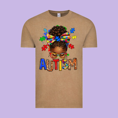 Autism Awareness Afro Messy Bu Vintage Tee Designed By Texasbilliewilder