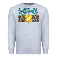 Heather Grey western leopard  sunflowers glitter mom softball Premium Sweatshirt - Artiststas
