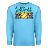 Ocean Blue western leopard  sunflowers glitter mom softball Premium Sweatshirt - Artiststas