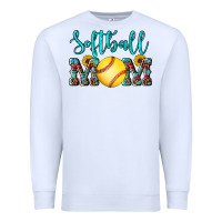 Western Leopard  Sunflowers Glitter Mom Softball Premium Sweatshirt | Teevron