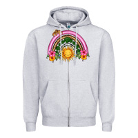 Heather Grey summer sun rainbow Zipper Hoodie - HRA Design Shop