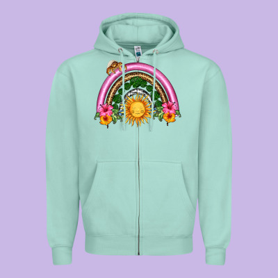 Summer Sun Rainbow Zipper Hoodie Designed By Hra Design Shop