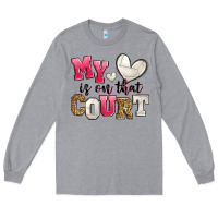 Heather Grey my heart is on that court volleyball Long Sleeve Tee - Zillion Design Studio