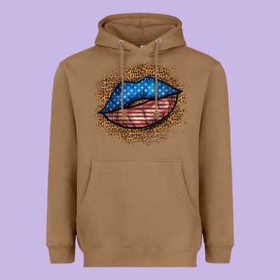 Western 4 Of July Lips Heavyweight Hoodie Designed By Bundleandbundleshop