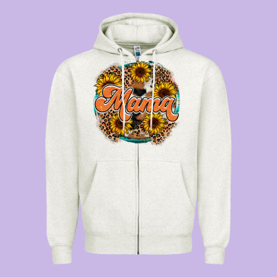 Mama Western Zipper Hoodie Designed By Racoondesign