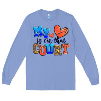 Colony Blue my heart is on that court basketball Long Sleeve Tee - Zillion Design Studio