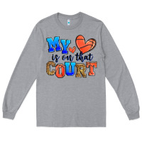 Heather Grey my heart is on that court basketball Long Sleeve Tee - Zillion Design Studio