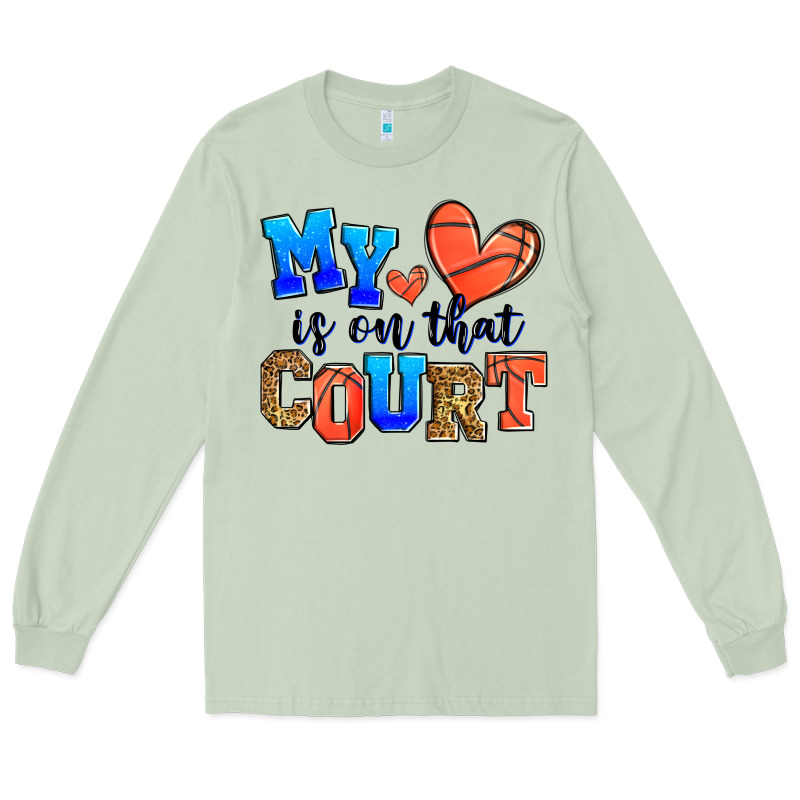 My Heart Is On That Court Basketball Long Sleeve Tee by Zillion Design Studio | Teevron