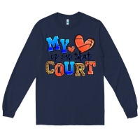 Navy my heart is on that court basketball Long Sleeve Tee - Zillion Design Studio
