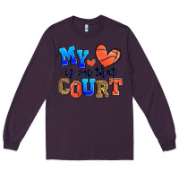Plum my heart is on that court basketball Long Sleeve Tee - Zillion Design Studio