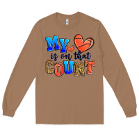 Toasted Coconut my heart is on that court basketball Long Sleeve Tee - Zillion Design Studio