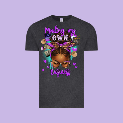 Minding My Own Business Afro Messy Bun Vintage Tee Designed By Texasbilliewilder