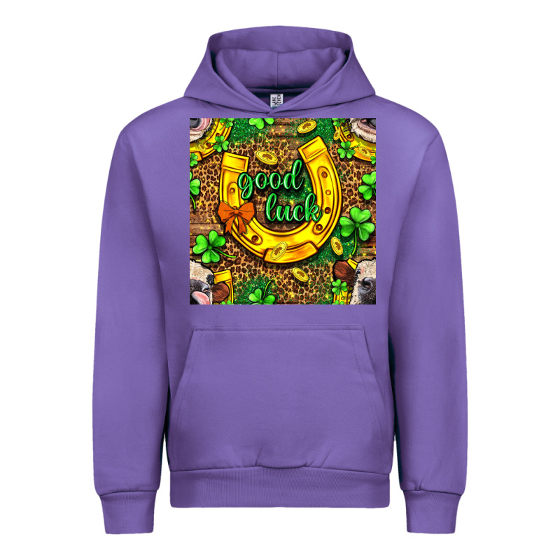 St. Patricks Good Luck With Cow Digital Paper Urban Hoodie by BundleAndBundleShop | Teevron