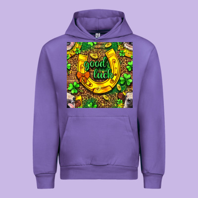 St. Patricks Good Luck With Cow Digital Paper Urban Hoodie Designed By Bundleandbundleshop