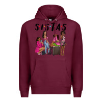 Burgundy sista sisters afro black women Premium Hoodie - NancyCooperArtShop