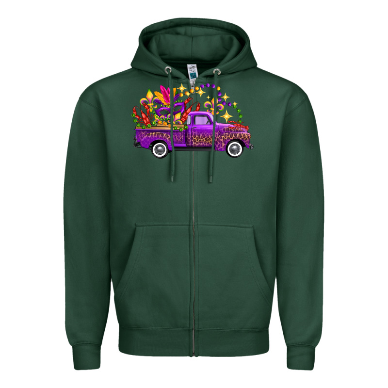 Mardi Gras Truck Zipper Hoodie by FaDigitalArtStudio | Teevron