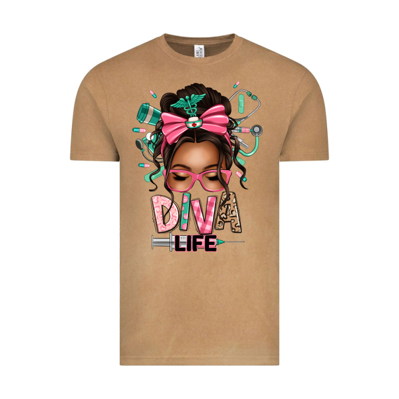 Afro Messy Bun Diva Life Vintage Tee by texasbilliewilder | Teevron