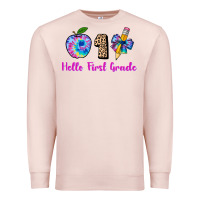 Pale Pink hello first grade tie dye 3200x2400 Premium Sweatshirt - AdoDesignShop