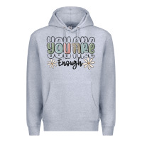 Heather Grey you are enough Premium Hoodie - MaliasSmallBusiness