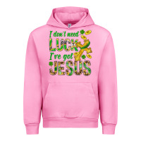 Fuchsia Pink I Don't Need Luck I've Got Jesus St. Patricks Urban Hoodie - BundleAndBundleShop