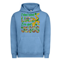 Pigment Pebble Blue I Don't Need Luck I've Got Jesus St. Patricks Urban Hoodie - BundleAndBundleShop