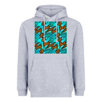Heather Grey turquoise leopard seamless pattern Heavyweight Hoodie - BundleAndBundleShop