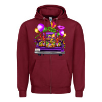 Burgundy mardi gras farm truck Zipper Hoodie - FaDigitalArtStudio
