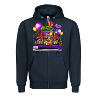 Navy mardi gras farm truck Zipper Hoodie - FaDigitalArtStudio