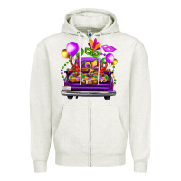 Oatmeal Heather mardi gras farm truck Zipper Hoodie - FaDigitalArtStudio