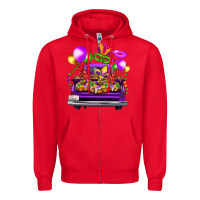 Red mardi gras farm truck Zipper Hoodie - FaDigitalArtStudio