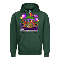 Sports Green mardi gras farm truck Zipper Hoodie - FaDigitalArtStudio