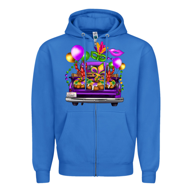 Mardi Gras Farm Truck Zipper Hoodie by FaDigitalArtStudio | Teevron