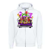 White mardi gras farm truck Zipper Hoodie - FaDigitalArtStudio