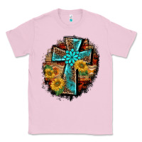 Bubblegum Pink western turquoise's leopard cross  wooden aztek sunflowers background Classic Tee - BarkalooDesign