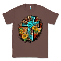 Chestnut western turquoise's leopard cross  wooden aztek sunflowers background Classic Tee - BarkalooDesign