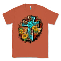 Copper western turquoise's leopard cross  wooden aztek sunflowers background Classic Tee - BarkalooDesign