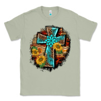 Matcha western turquoise's leopard cross  wooden aztek sunflowers background Classic Tee - BarkalooDesign